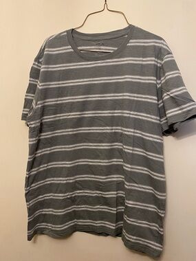 Men's Striped Crew Neck T‑Shirt - Gray/White size xl